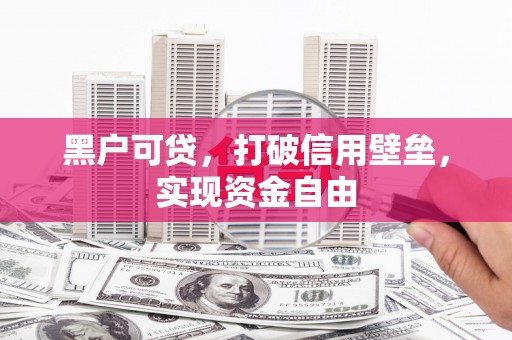洪湖黑户可贷，打破信用壁垒，实现资金自由
