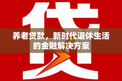 洪湖养老贷款，新时代退休生活的金融解决方案